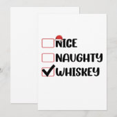 Naughty Nice Whiskey Weihnachtsliste Einladung (Vorne/Hinten)