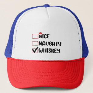 Naughty Nice Whiskey Weihnachtsliste Truckerkappe