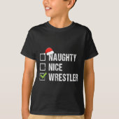 Naughty Nice Wrestler Shirt Wrestling Santa Christ (Vorderseite)
