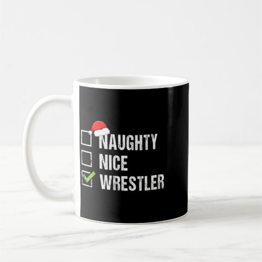 Naughty Nice Wrestler Shirt Wrestling Santa Christ Kaffeetasse (Links)