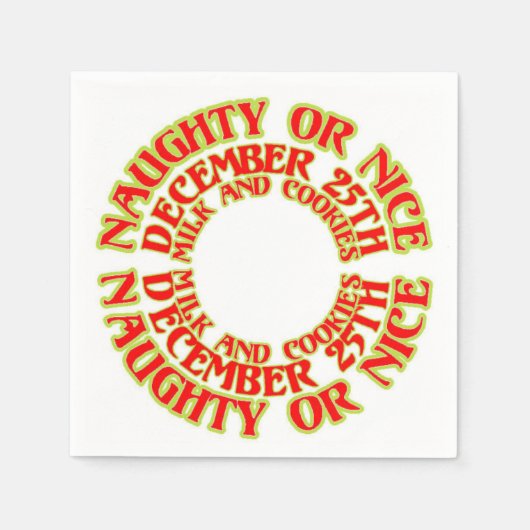 Naughty oder Nice 25. Dezember Milch und Cookies R Serviette (Vorderseite)