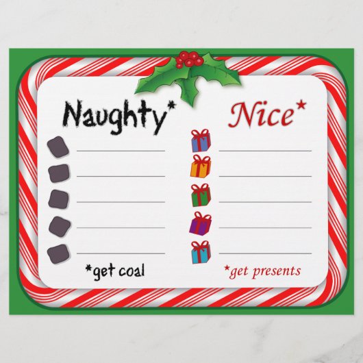 Naughty oder Nice 8.5"x11" Papierblätter (Vorderseite)