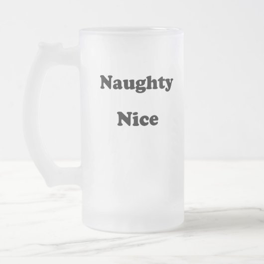 Naughty oder Nice Black lustig Mattglas Bierglas (Links)