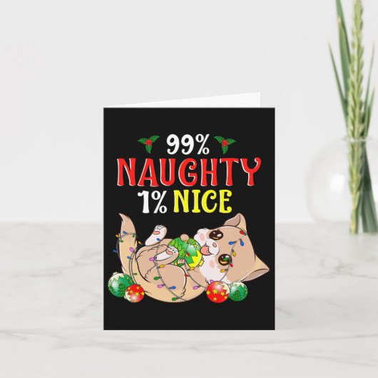 Naughty oder Nice Christmas Cat Funny Spaß 1 Karte (Vorderseite)