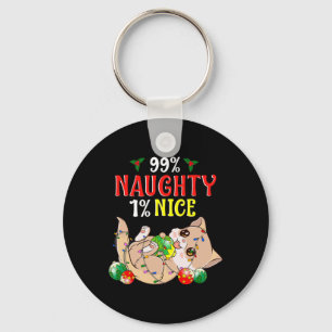 Naughty oder Nice Christmas Cat Funny Spaß 1 Schlüsselanhänger