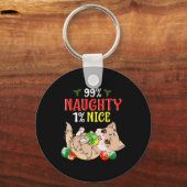 Naughty oder Nice Christmas Cat Funny Spaß 1 Schlüsselanhänger (Vorderseite)