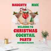 Naughty oder Nice Christmas Cocktail Party Mattier Acrylschild (Hochzeit)