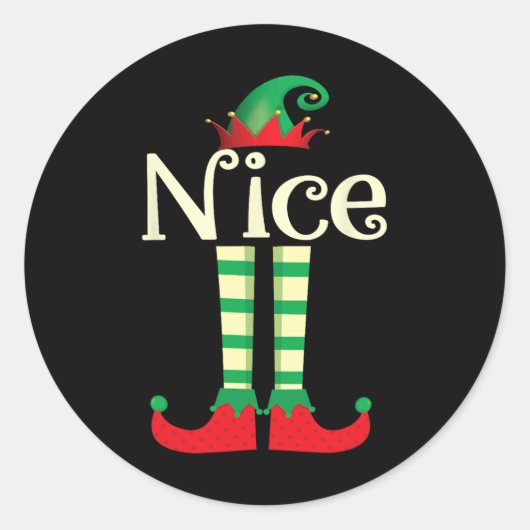 Naughty oder Nice Christmas Couple Der schöne Elf Runder Aufkleber (Vorderseite)