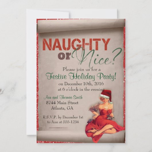 Naughty oder Nice Christmas Party Einladung (Vorderseite)