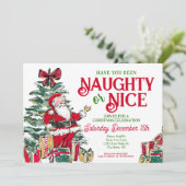 Naughty oder Nice Christmas Party laden Einladung (Stehend Vorderseite)