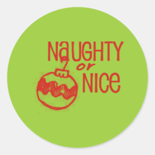 Naughty oder Nice Christmas Runder Aufkleber