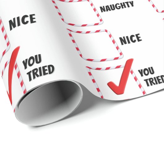 Naughty oder Nice Christmas Spaß Geschenkpapier (Rolleneckpunkt)