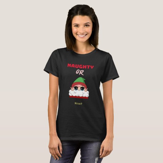 "Naughty oder Nice?" Christmas T-Shirt (Vorne ganz)