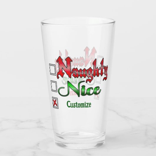 Naughty oder Nice Custom Text Edition Glas (Rückseite)