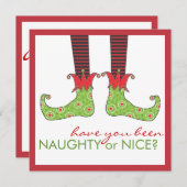 Naughty oder Nice Elf Fee Weihnachtsfest Party Einladung (Vorne/Hinten)