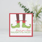 Naughty oder Nice Elf Fee Weihnachtsfest Party Einladung (Stehend Vorderseite)