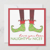 Naughty oder Nice Elf Fee Weihnachtsfest Party Einladung (Vorderseite)