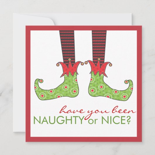 Naughty oder Nice Elf Fee Weihnachtsfest Party Einladung (Vorderseite)