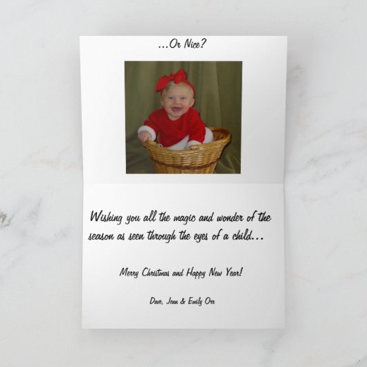 Naughty oder Nice? Feiertagskarte (Innenseite)