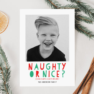 Naughty oder Nice Fotokarte für den Urlaub Feiertagskarte