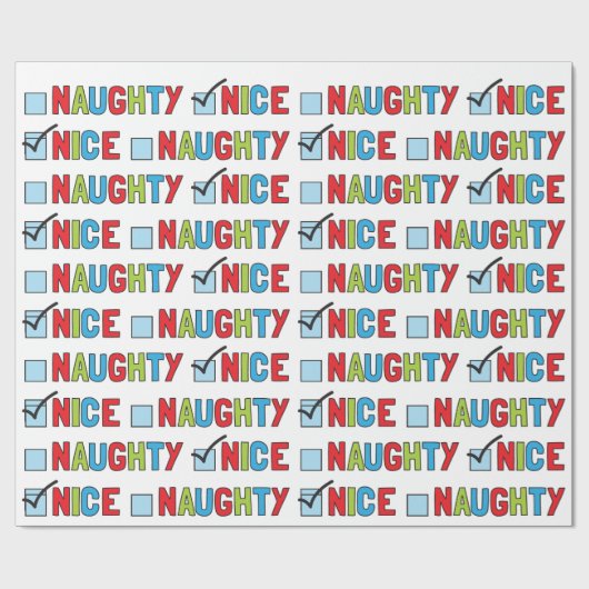 Naughty oder Nice Fun Weihnachtswrapping Papier Geschenkpapier (Flach)