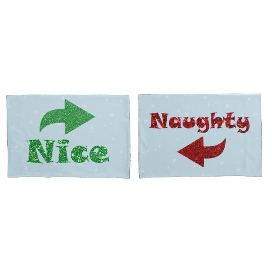 Naughty oder Nice Funny Blauer Weihnachten Kissenbezug (Vorderseite-Set)