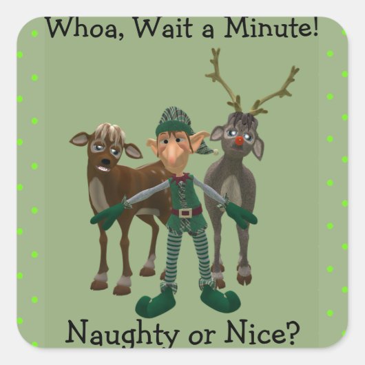 Naughty oder Nice? Funny Elf und Reindeer Sticker (Vorderseite)