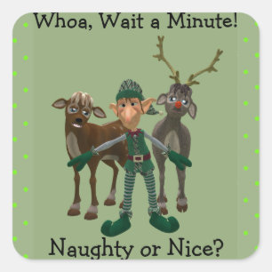 Naughty oder Nice? Funny Elf und Reindeer Sticker