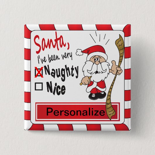 Naughty oder Nice Funny Funny Christmas Button (Vorderseite)