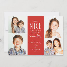 Naughty oder Nice Funny Funny Kids Foto Weihnachts Feiertagskarte
