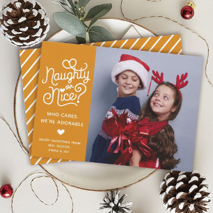 Naughty oder Nice Funny Niedlich Kids Schlechtes F Feiertagskarte