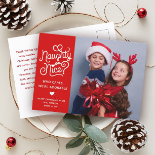 Naughty oder Nice Funny Niedlich Kids Schlechtes F Feiertagspostkarte