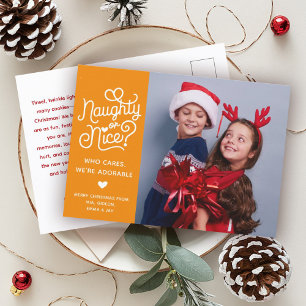 Naughty oder Nice Funny Niedlich Kids Schlechtes F Feiertagspostkarte