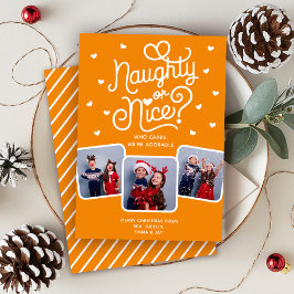 Naughty oder Nice Funny Niedlich Sibling Familie 3 Feiertagskarte