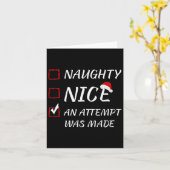 Naughty oder Nice Funny wurde ein Versuch gemacht  Karte (Gelbe Blume)