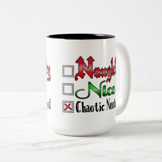Naughty oder Nice Gamer Edition White Zweifarbige Tasse (VorderseiteRechts)