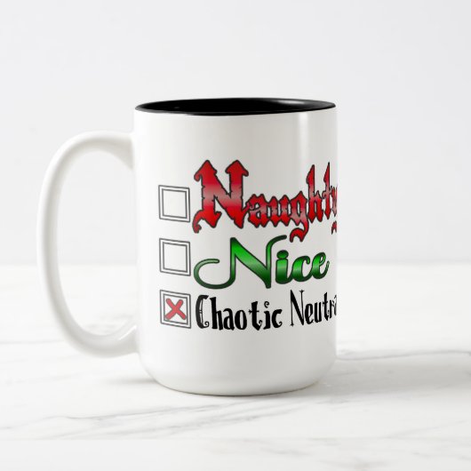 Naughty oder Nice Gamer Edition White Zweifarbige Tasse (Links)