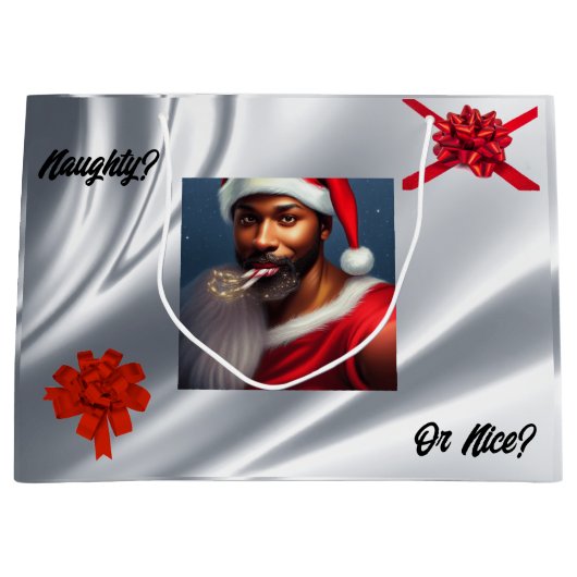 Naughty oder Nice Geschenktasche Große Geschenktüte (Vorderseite)