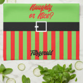 Naughty oder Nice Geschirrtuch (Gefaltet)