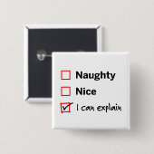 Naughty oder Nice - ich kann es erklären Button (Vorne & Hinten)