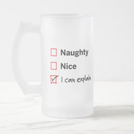 Naughty oder Nice - ich kann es erklären Mattglas Bierglas (Links)