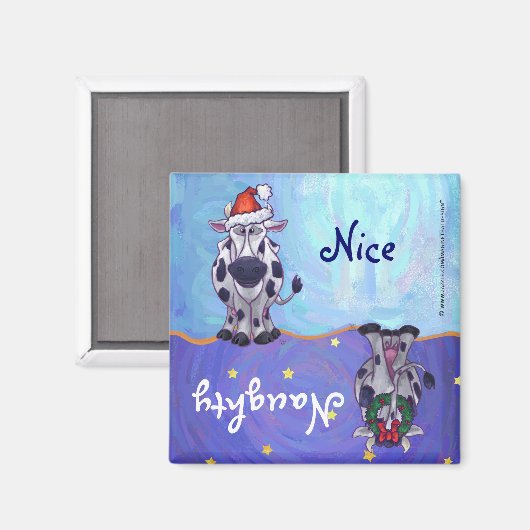Naughty oder Nice Kuh Weihnachtsgeschirrspüler Mag Magnet (Vorderseite/Rückseite)
