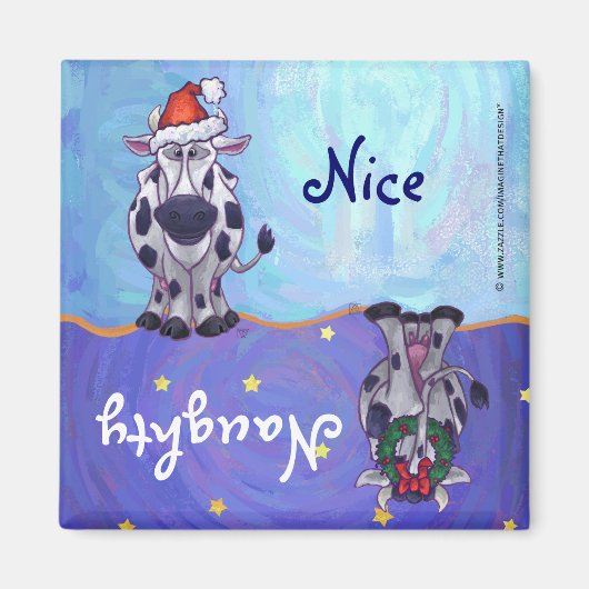 Naughty oder Nice Kuh Weihnachtsgeschirrspüler Mag Magnet (Vorne)
