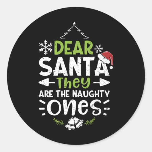 Naughty oder Nice Lieber Weihnachten Sie sind die Runder Aufkleber (Vorderseite)