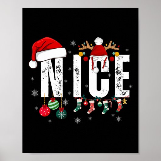 Naughty oder Nice Matching Weihnachtspaare Kostüm Poster (Vorne)