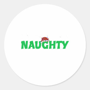 Naughty oder Nice Matching Weihnachtspaare Kostüm Runder Aufkleber