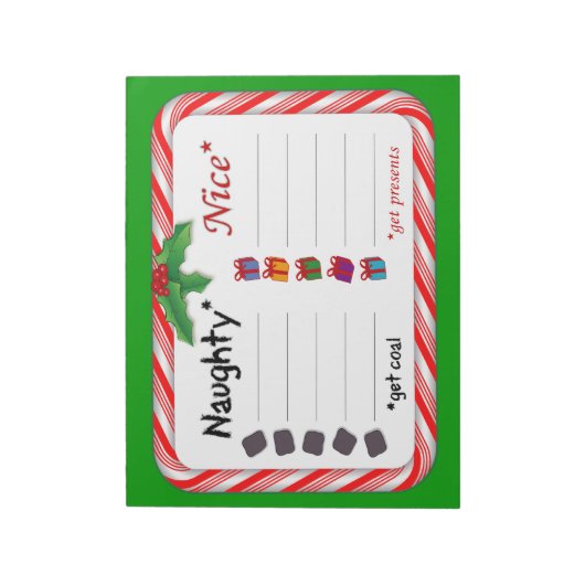 Naughty oder Nice Notepad 8.5"x11", 40 Seiten Notizblock (Rotiert)