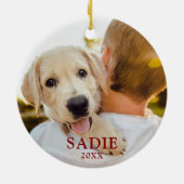 Naughty oder Nice Pet Foto Rot Kariert Personalisi Keramik Ornament (Hinten)
