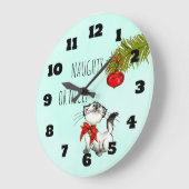 Naughty oder Nice Playful Kitful Cat Weihnachten Große Wanduhr (Winkel)