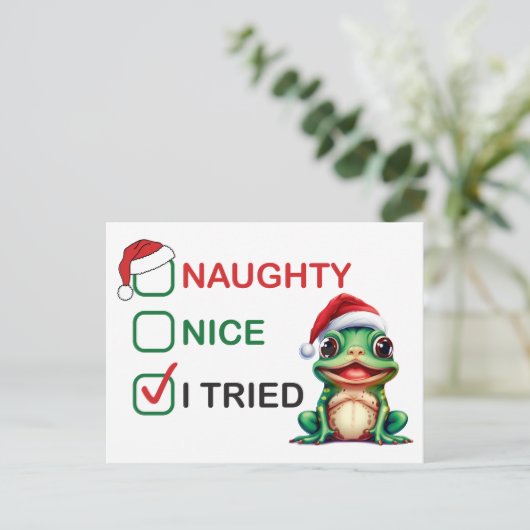 Naughty oder Nice Postkarte (Stehend Vorderseite)